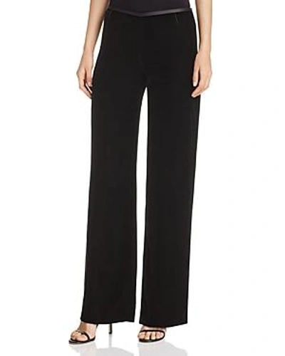 Shop Emporio Armani Wide-leg Velvet Pants In Black