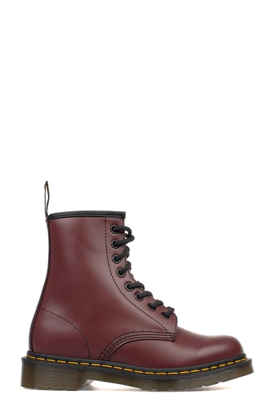 Shop Dr. Martens Bordeaux Smoot Brushed Leather Low Boot In Red