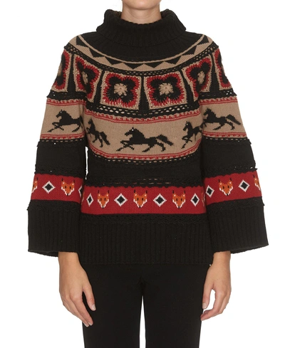 Shop Alberta Ferretti Turtleneck Sweater In Multicolor