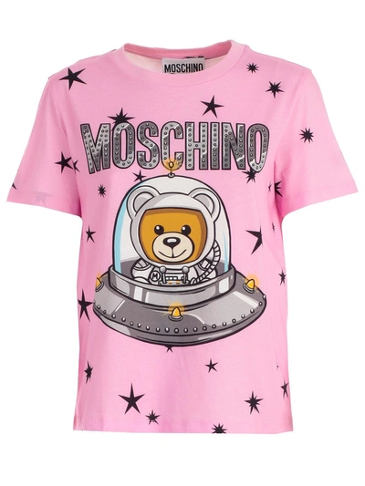 Shop Moschino Space Teddy Print T-shirt In Pink