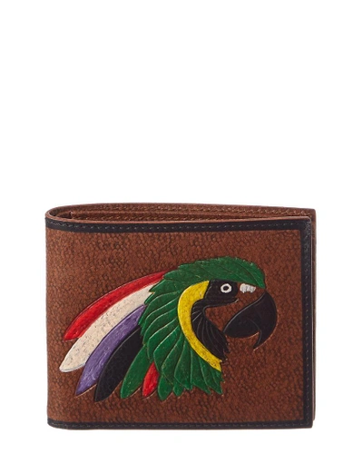 Shop Gucci Parrot Leather Wallet In Brown