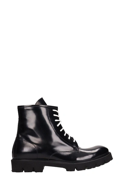 Shop Low Brand Black Leather Combat Boots