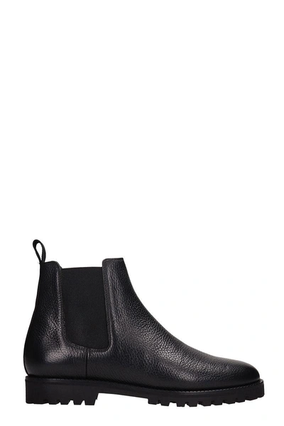 Shop Etq. Etq Black Grained Leather Beatles Ankle Boot