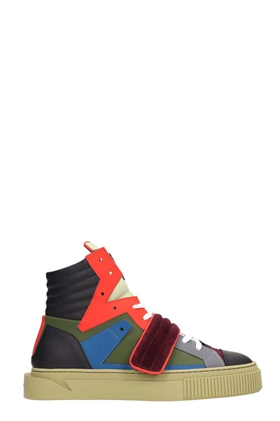 Shop Gienchi Hypnos Multicolor Leather And Suede Sneakers In Green