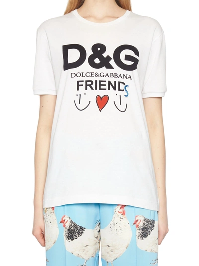 Shop Dolce & Gabbana 'd & G Friends' T-shirt In White