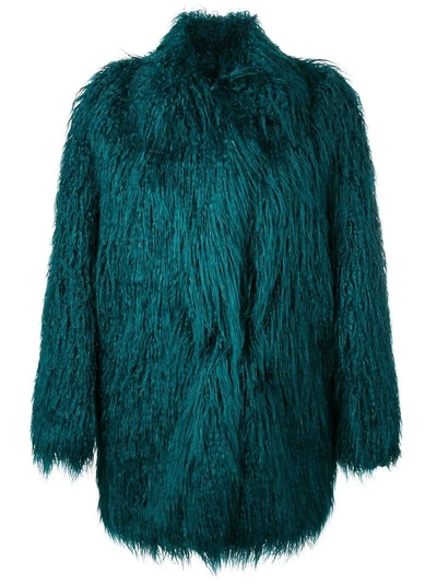 Shop Mm6 Maison Margiela Faux Fur Shaggy Coat In Green