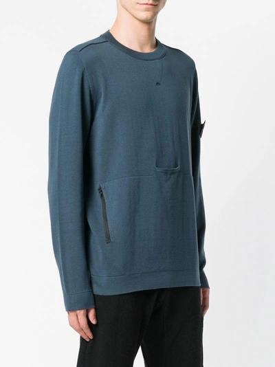 Shop Stone Island Shadow Project Zipped Pocket Sweater In Blue