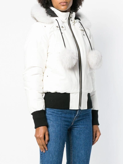 Shop Moose Knuckles Fox Fur Hooded Jacket In White