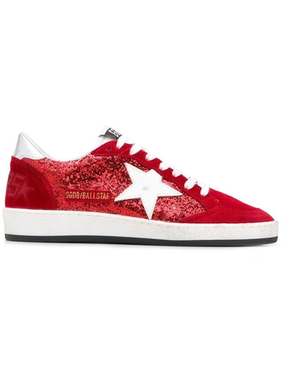 Shop Golden Goose Deluxe Brand Glitter Embellished Sneakers - Red
