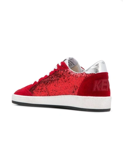 Shop Golden Goose Deluxe Brand Glitter Embellished Sneakers - Red