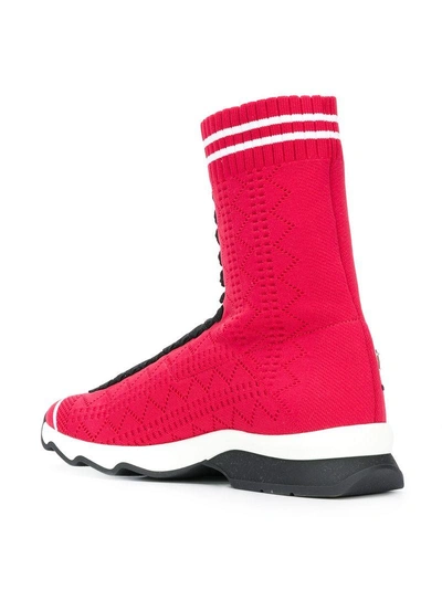 Shop Fendi Knee-high 'sock' Sneakers - Red