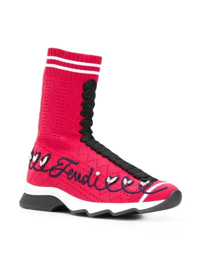 Shop Fendi Knee-high 'sock' Sneakers - Red