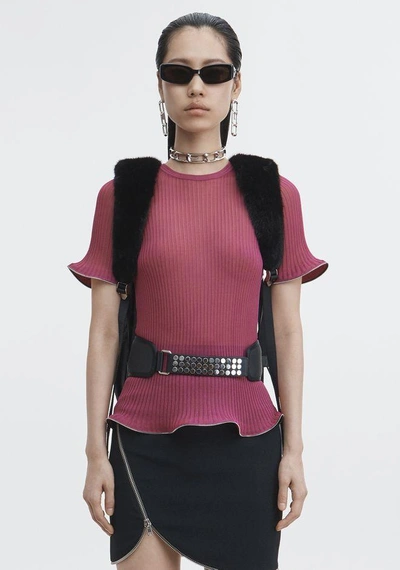 Shop Alexander Wang Zipper Hem Tee In Fuchsia