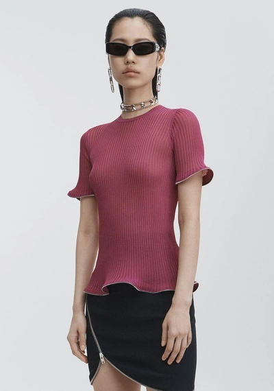 Shop Alexander Wang Zipper Hem Tee In Fuchsia