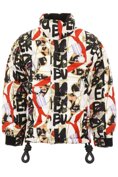 Shop Burberry Graffiti Pattern Padded Jacket In Multi