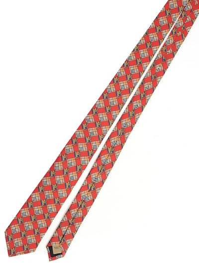 Shop Burberry Check Knight Tie In Red