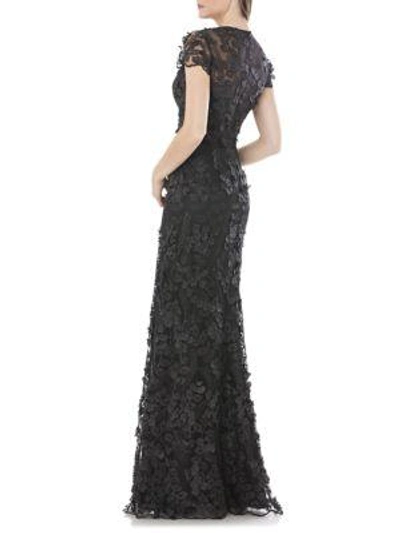 Shop Carmen Marc Valvo Infusion 3d Floral Mermaid Gown In Black