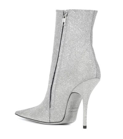 Shop Balenciaga Slash Heel Glitter Boots In Silver