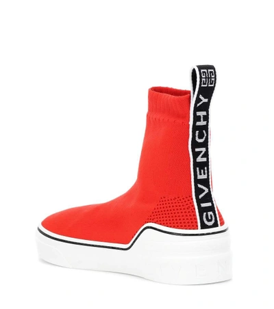 Shop Givenchy George V Stretch Knit Sneakers In Red