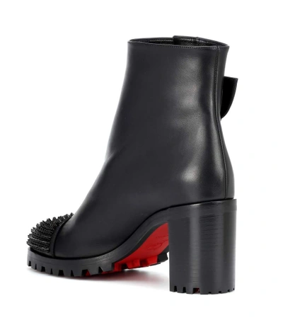 Shop Christian Louboutin Olivia Snow 70 Leather Ankle Boots In Black