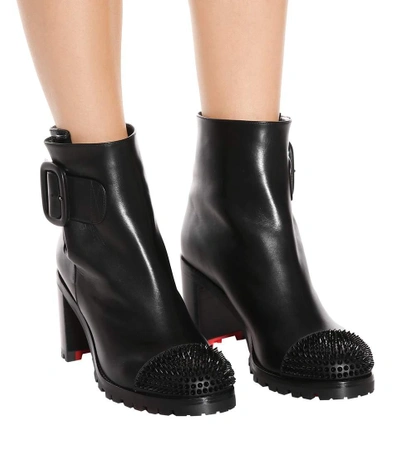 Shop Christian Louboutin Olivia Snow 70 Leather Ankle Boots In Black