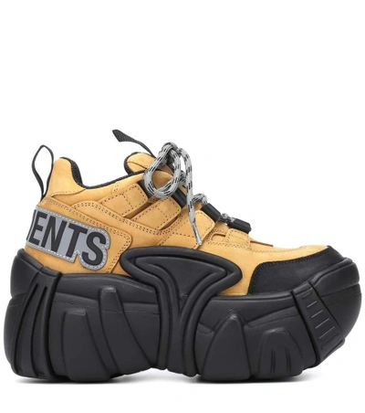 Shop Vetements X Swear Nubuck Platform Sneakers In Yellow