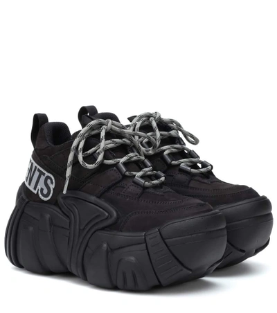 Shop Vetements X Swear Nubuck Platform Sneakers In Black