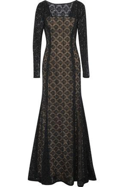Shop Oscar De La Renta Woman Cotton-blend Lace Gown Black
