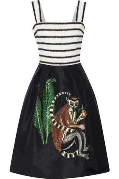 Shop Oscar De La Renta Embellished Silk-faille Dress In Black