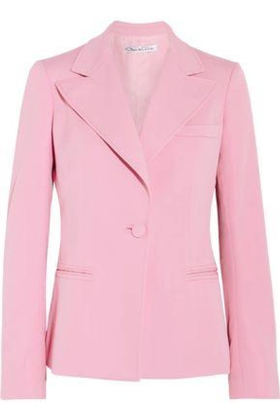 Shop Oscar De La Renta Woman Wool-blend Twill Blazer Baby Pink