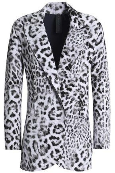 Shop Norma Kamali Woman Leopard-print Neoprene Blazer Light Gray