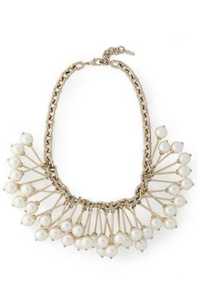 Shop Valentino Garavani Woman Gunmetal-tone Necklace White