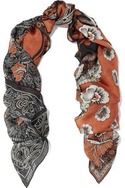 Shop Valentino Woman Printed Silk Scarf Black