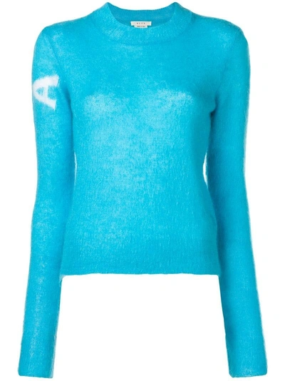 Shop Alyx A Logo Knit Jumper In Blue