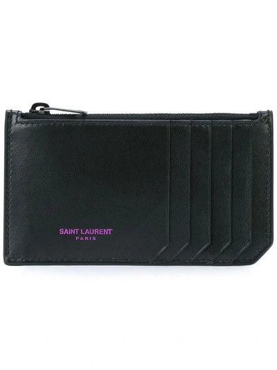 Shop Saint Laurent Classic Fragments Card Case - Black