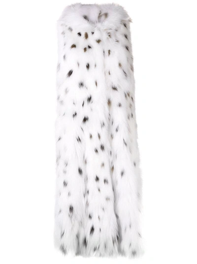 Shop Yves Salomon Long Hooded Fur Vest In White