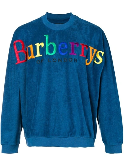 Shop Burberry Rainbow Logo Sweatshirt In Blue