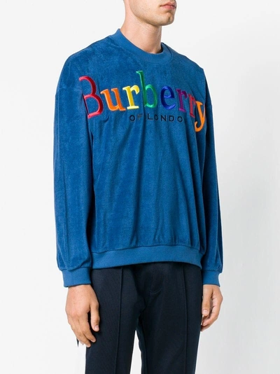 Shop Burberry Rainbow Logo Sweatshirt In Blue