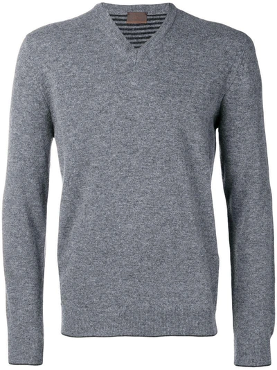 Shop Altea Fine Knit V-neck Sweater - Grey