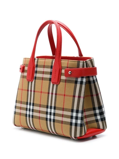 Shop Burberry The Small Banner In Vintage Check And Leather - Brown