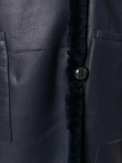 Shop Liska Fur Trim Hooded Coat In Blue