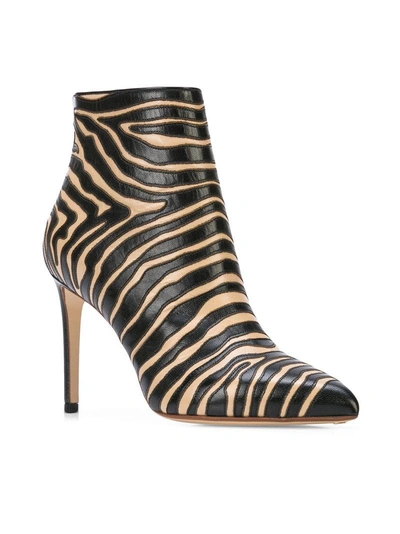 Shop Francesco Russo Zebra Print Ankle Boots In Black