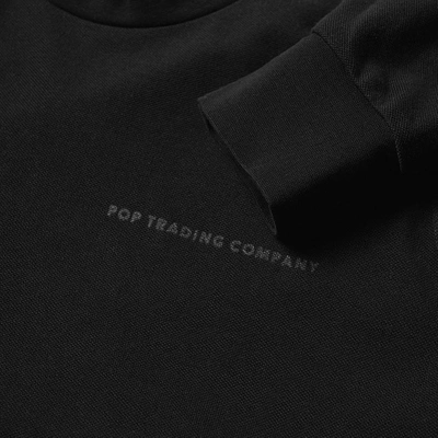 Shop Pop Trading Company Pop Trading Company Long Sleeve Pique Logo Tee In Black