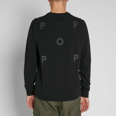 Shop Pop Trading Company Pop Trading Company Long Sleeve Pique Logo Tee In Black