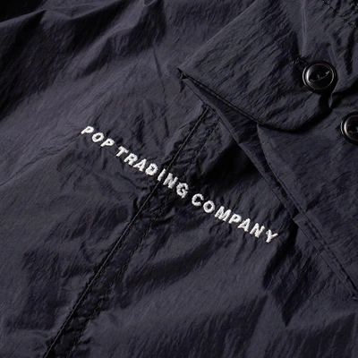Shop Pop Trading Company Pop Trading Company Herman Nylon Pocket Overshirt In Black