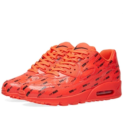 Nike Air 90 Premium Black Red Leather Sneaker In Orange | ModeSens
