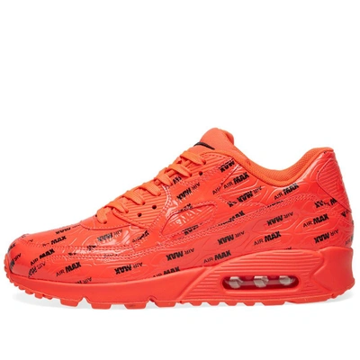 Nike Air Max 90 Premium Black And Red Leather Sneaker In Orange | ModeSens