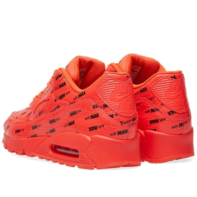 Nike Air Max 90 Premium Black And Red Leather Trainer In Orange | ModeSens
