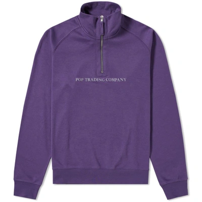 Shop Pop Trading Company Pop Trading Company Logo Half Zip Sweat In Purple