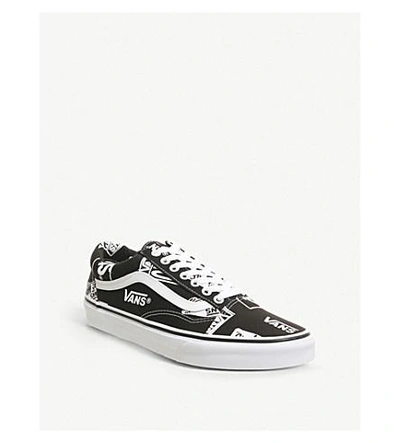 Shop Vans Old Skool Suede And Canvas Trainers In Black White Logo